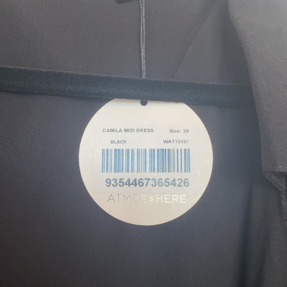 SALE ✨ Atmos&Here Iconic Brand Black midi wrap around button dress size 24 NWT - Picture 7 of 9